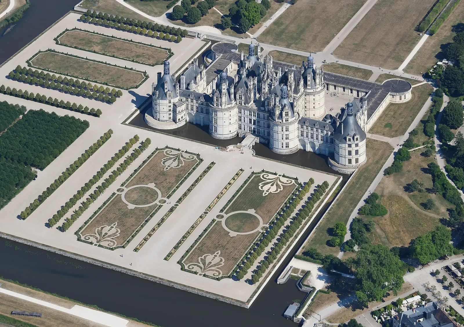 Château de Chambord seen from the air, in the Loire Valley